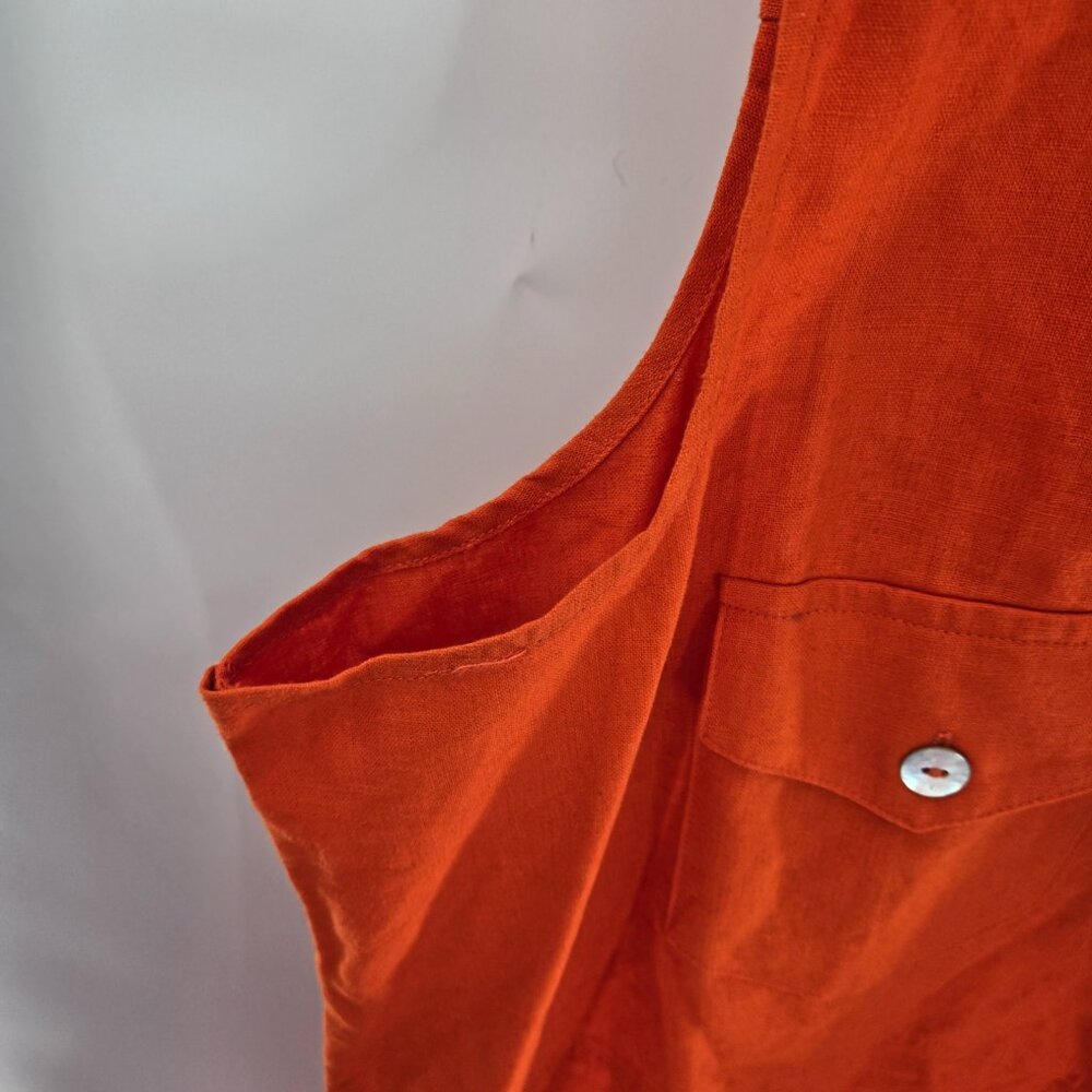 Vintage Caran New York Orange Linen/Cotton Sleeveless Mini Dress Size 3x - Picture 7 of 15